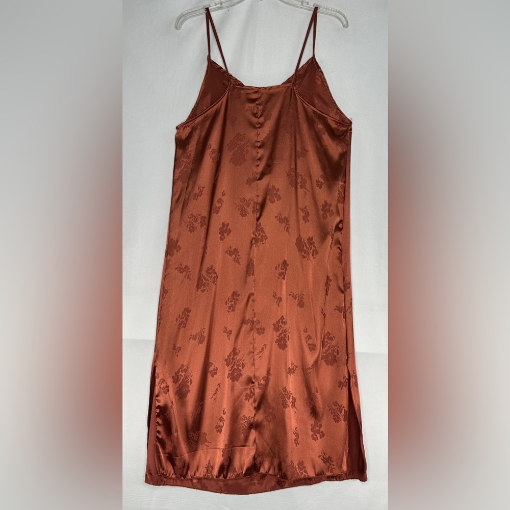See You Monday Burnt Orange Floral Jacquard Slip Dress Midi Lightweight Sz XL‎ - Picture 2 of 6